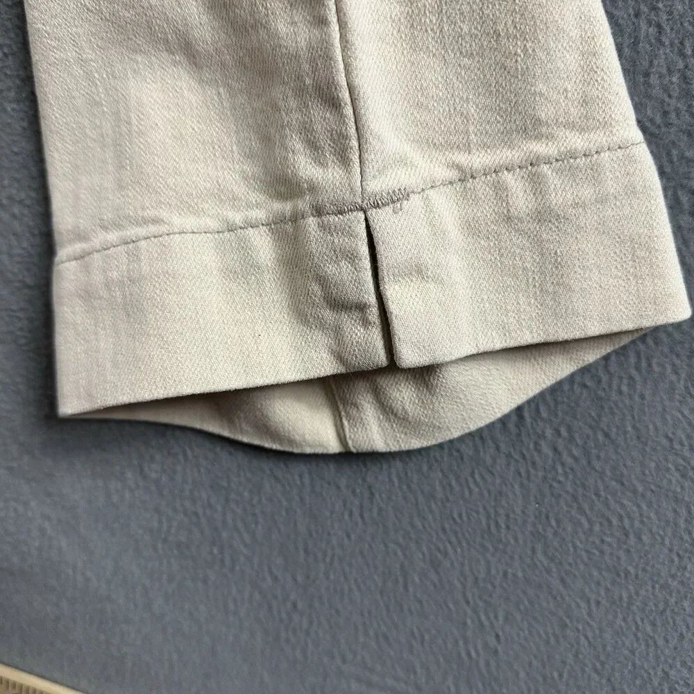 Eddie Bauer Womens 12 Straight Leg Crop Jeans Beige Mid Rise Casual Pants EUC